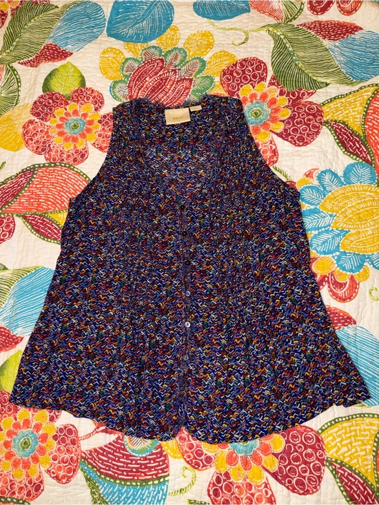 Maeve Tops - Maeve Multicolor Knit Button-Front Tank - Navy Base